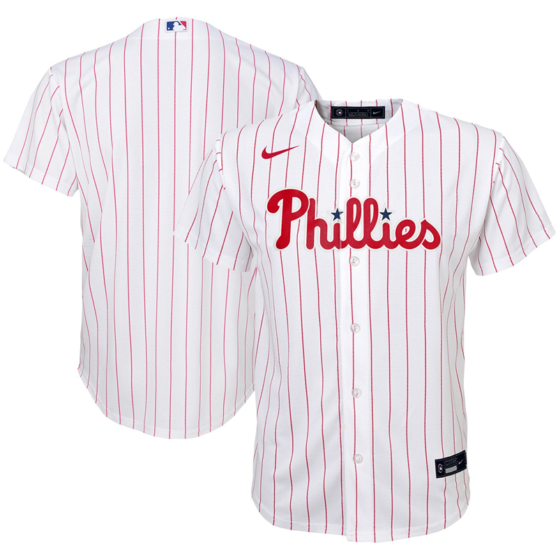 2020 MLB Youth Philadelphia Phillies Nike White Home 2020 Replica Team Jersey 1->women mlb jersey->Women Jersey